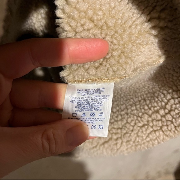 LANDS END Faux Suede Leather Vest NWT Camel Tan Womens XL Sherpa Lined Coat Zip - Picture 4 of 7